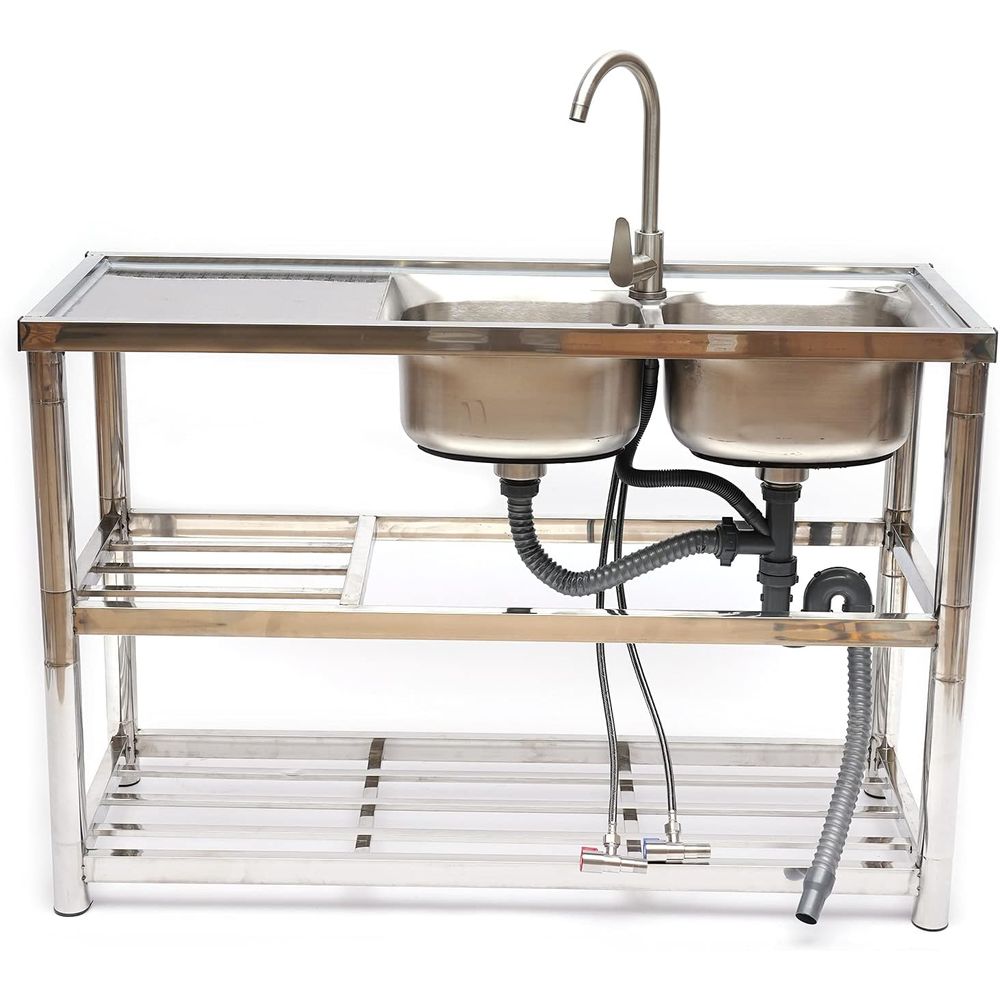 Commercial Kitchen Double Sink - Évier double en acier inoxydable sur