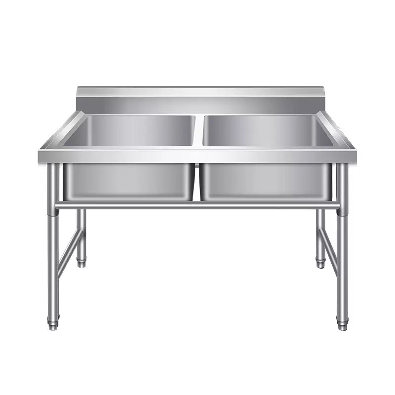 Commercial Kitchen Double Sink - Table de travail en acier inoxydable
