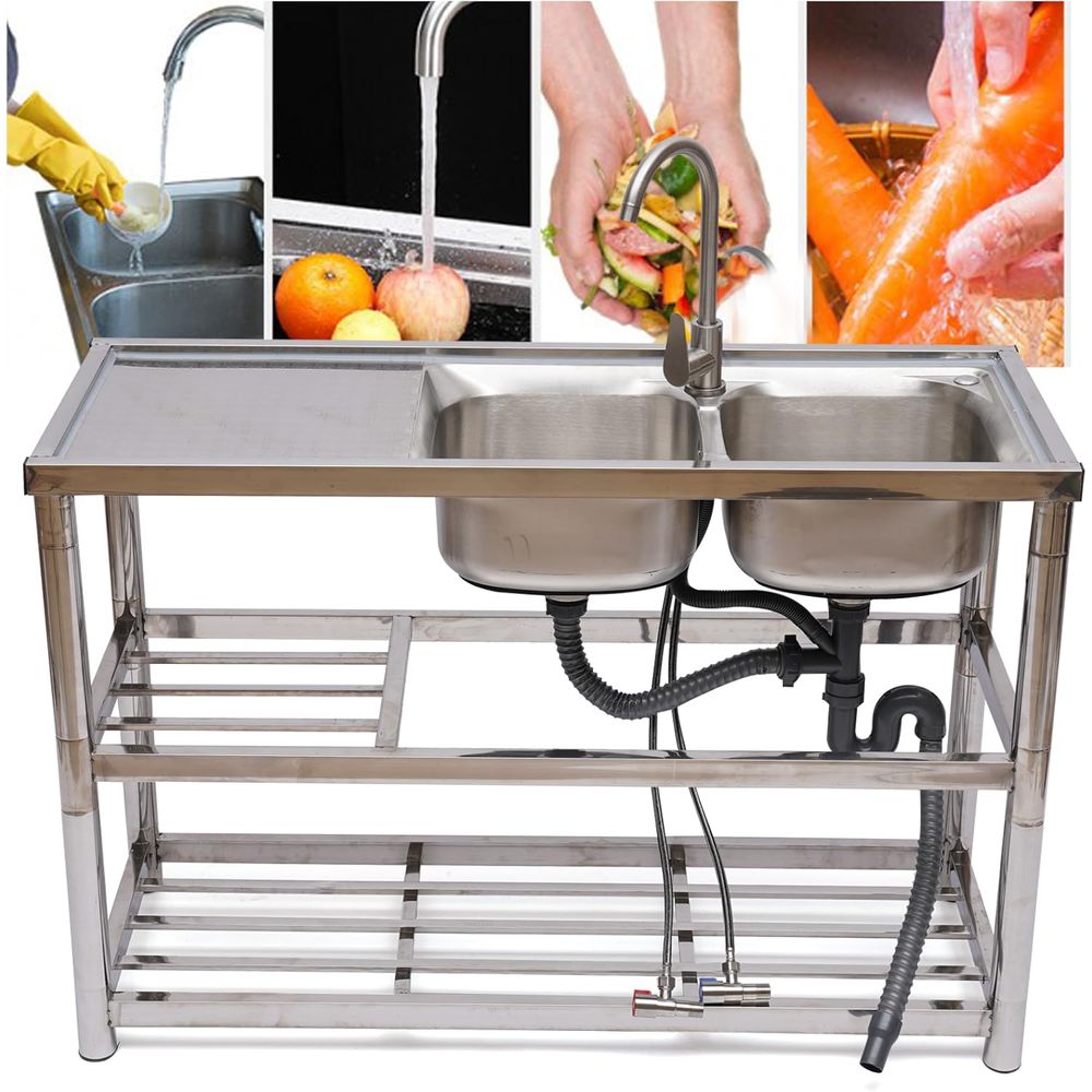 Évier double en acier inoxydab - Commercial Kitchen Double Sink avis et prix