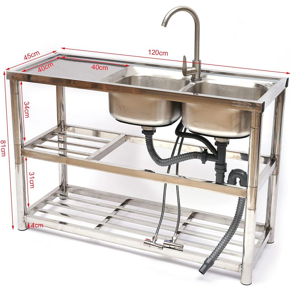 Évier double en acier inoxydab - Commercial Kitchen Double Sink avis et prix