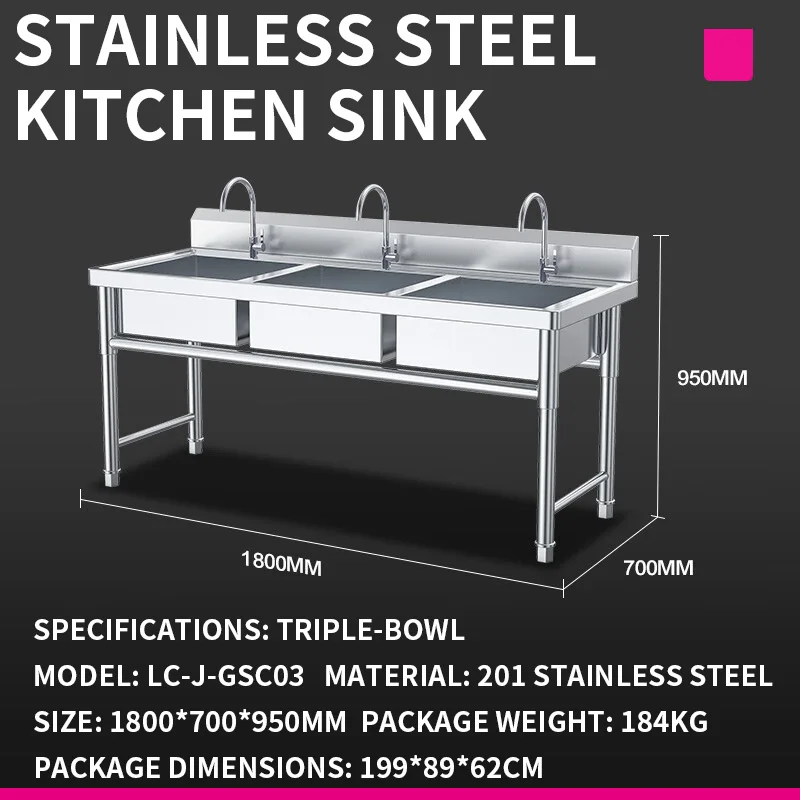 Évier de cuisine — Évier doubl - Commercial Kitchen Double Sink avis et prix