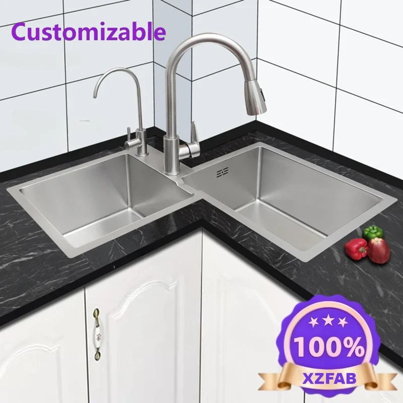 Évier d'angle double en acier  - Commercial Kitchen Double Sink avis et prix