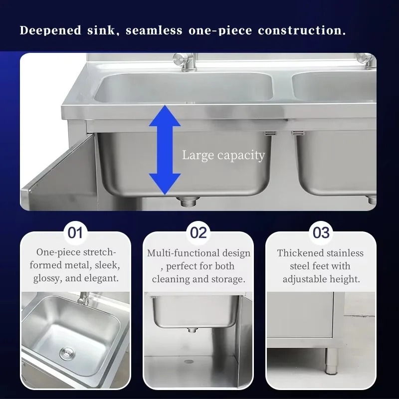 Évier commercial en acier inox - Commercial Kitchen Double Sink avis et prix